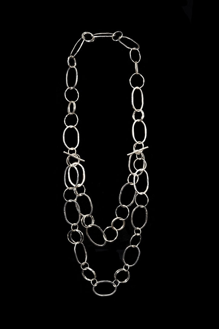 The Suzanne Hammered Hoop Long Necklace - Luminosity Signature Series