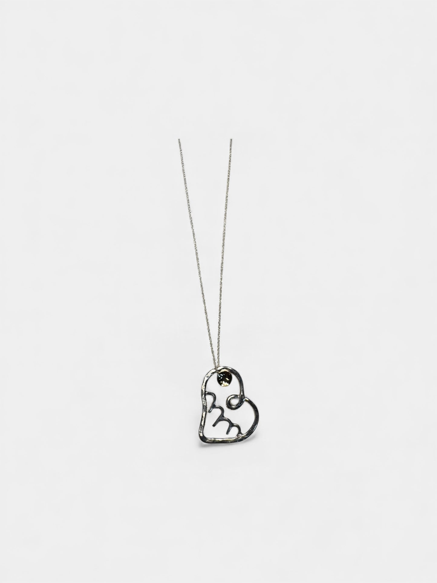“Asheville Strong Mountain Sunset” Love & Friendship Heart, Sterling Silver with Gold Sunset Necklace (Small) 18”