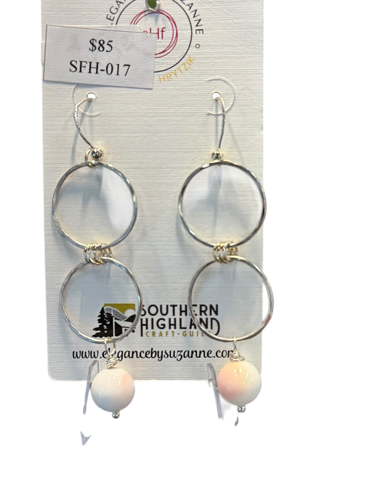 Two Hoop Sterling Silver Earrings with Peruvian opal