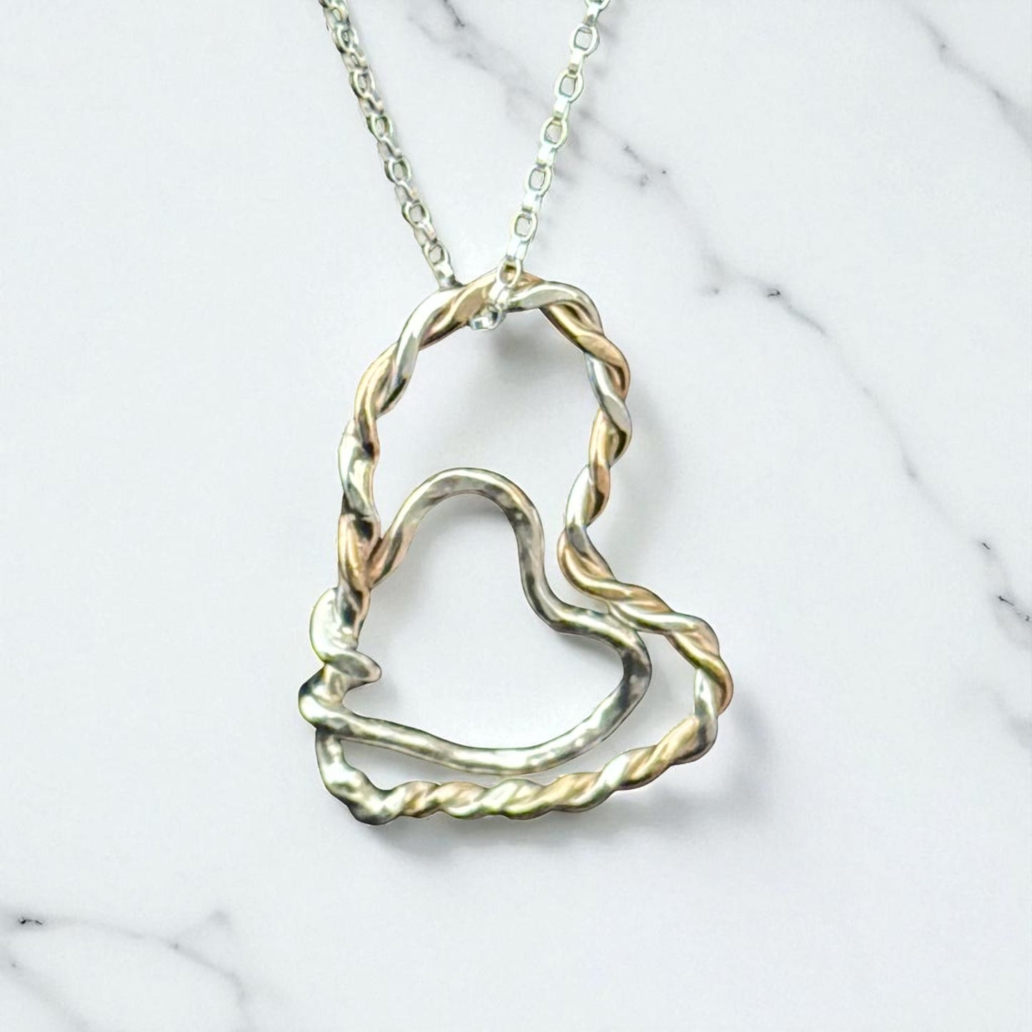 Embracing Hearts Twisted Gold/Silver Mini Necklace