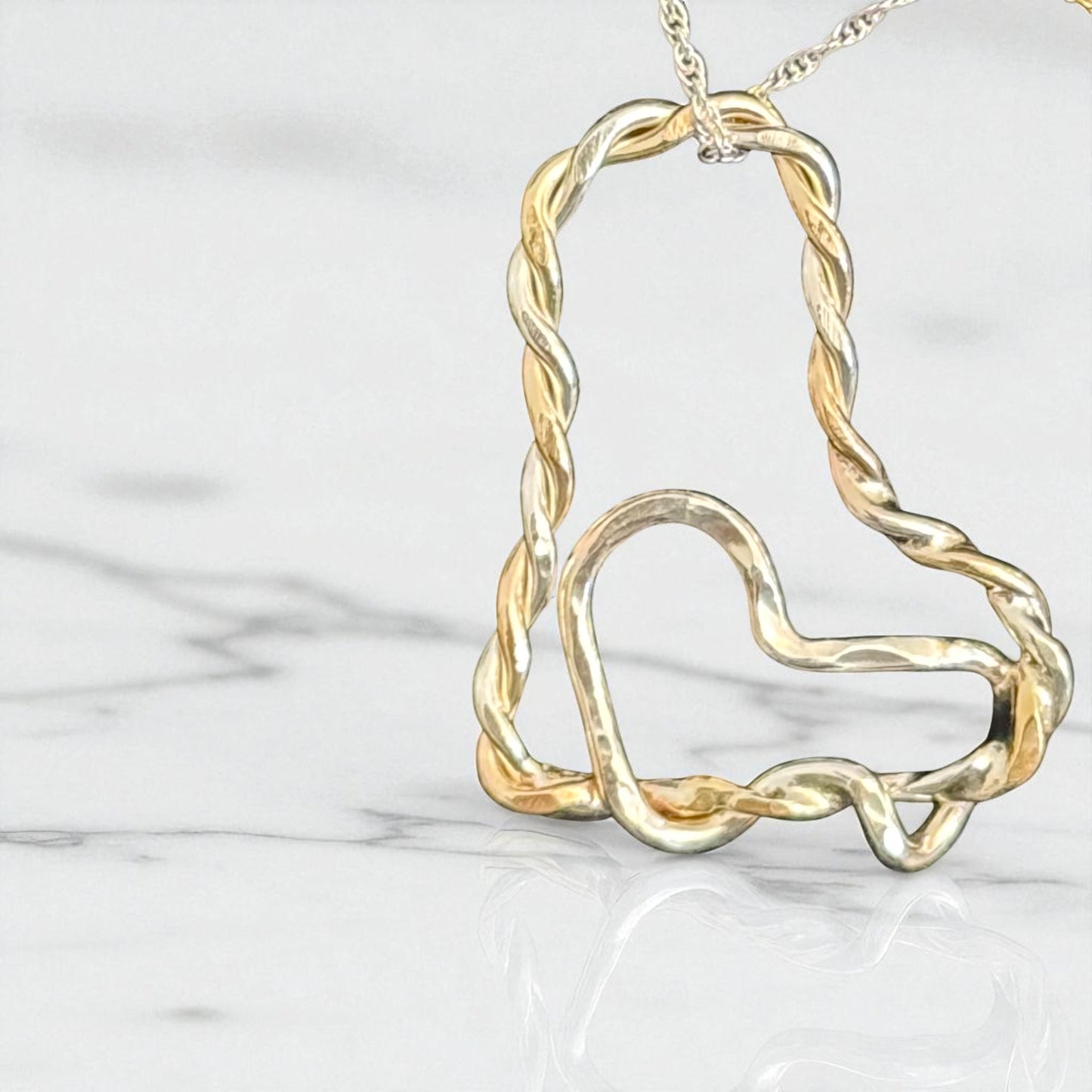 Embracing Hearts Twisted Silver/Gold Mini Necklace