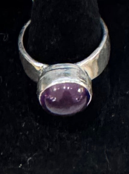 Amethyst Bezel Set Sterling Silver Band Ring