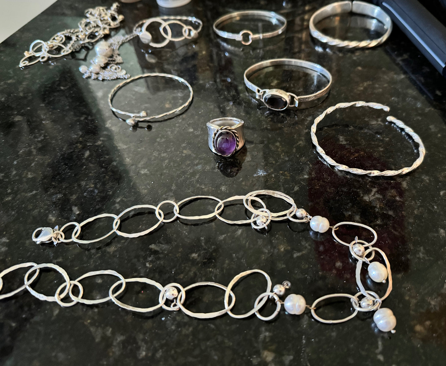 Pearl Drop Sterling Oval Necklace