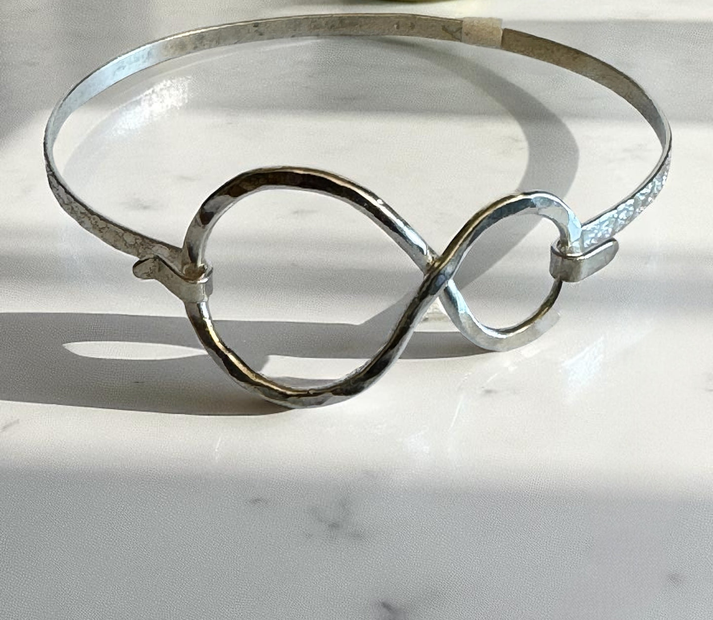 The Asymmetrical Infinity Hammered Silver Bracelet