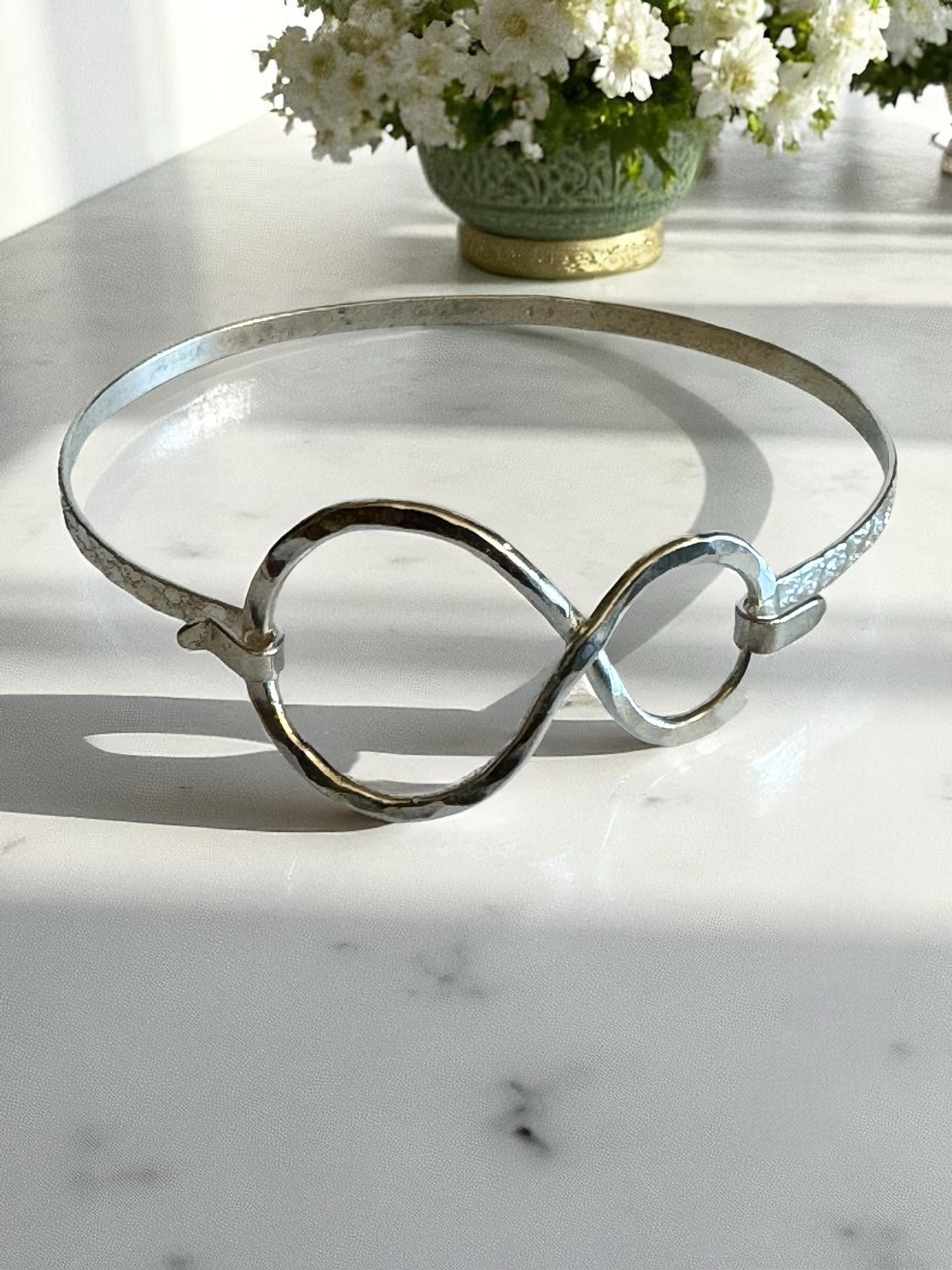 The Asymmetrical Infinity Hammered Silver Bracelet