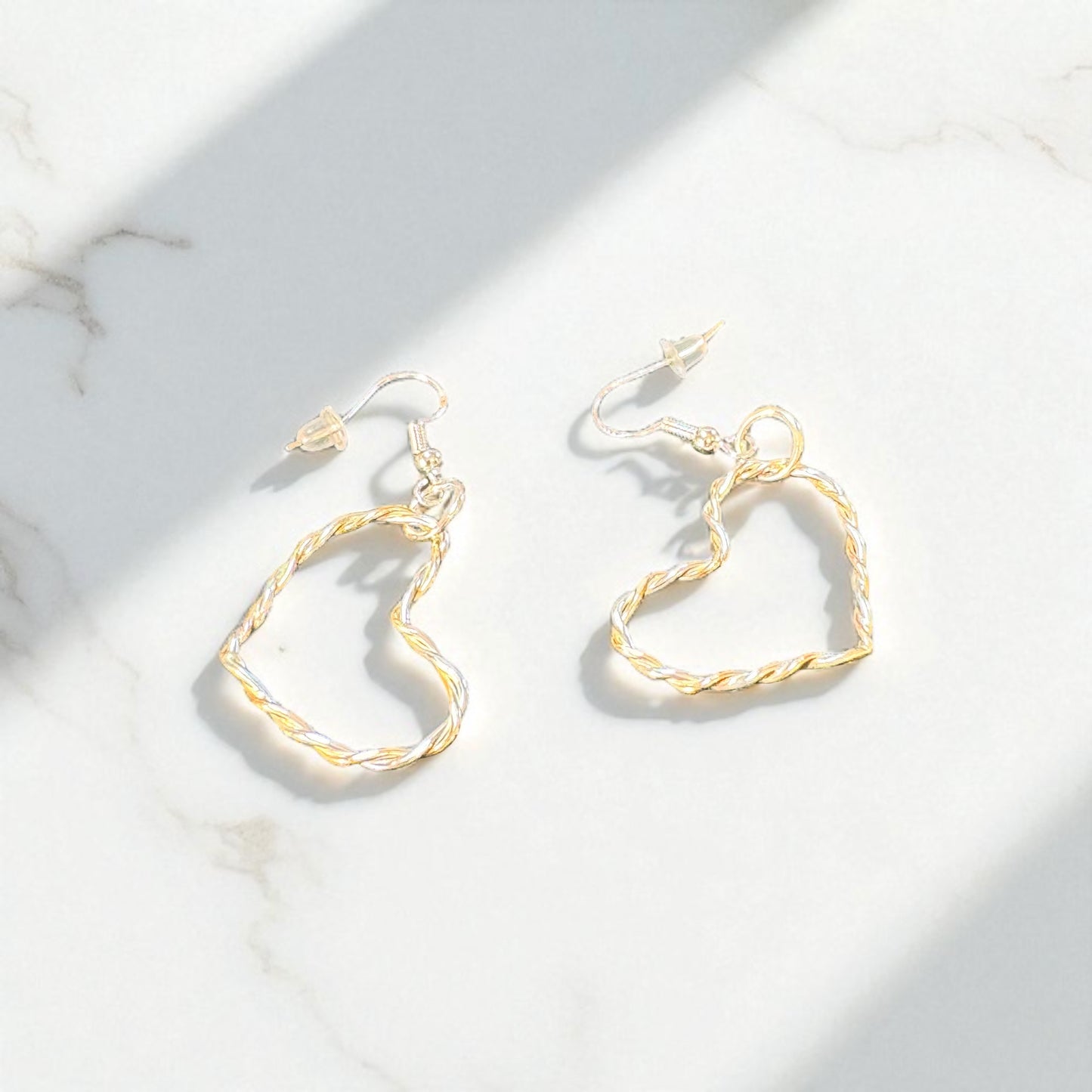 Embracing Heart Twisted Silver and Gold-fill Necklace
