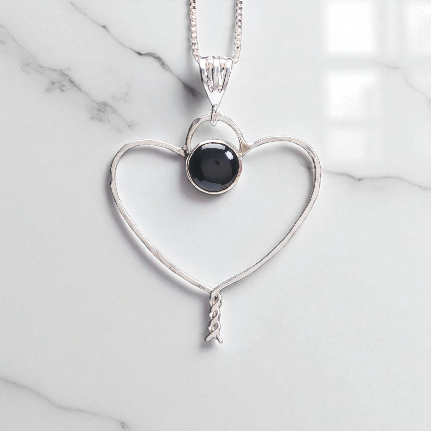 Onyx Center Heart Necklace