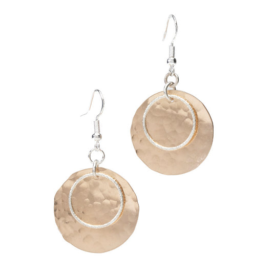 Luminosity Hammered Gold-filled Disc with Silver Diamond Cut Hoop Earrings