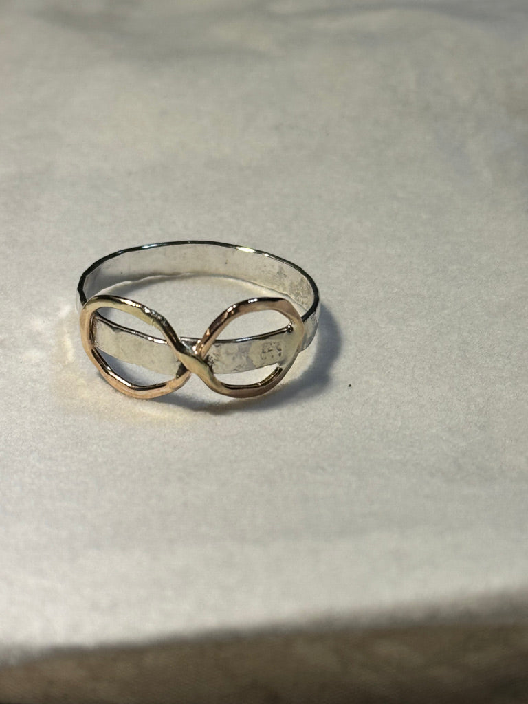 Luminosity Infinity Gold-filled Hammered Silver Ring