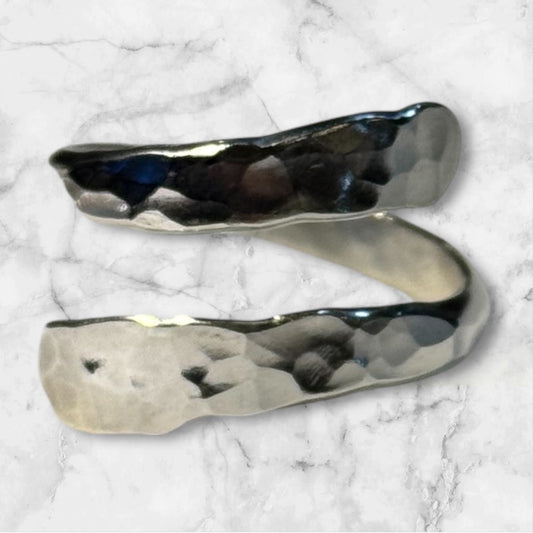 The Classic Adjustable Bypass Hammered Silver Ring