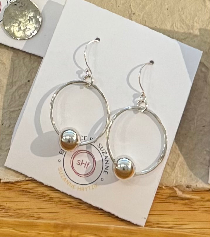 Luminosity Hammered Sterling Silver Bead Hoop Earrings