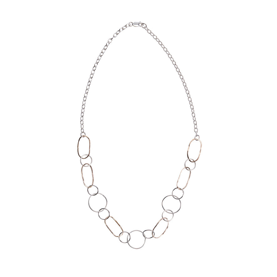 Silver and Gold-filled Alternating Oval & Circular Link Necklace