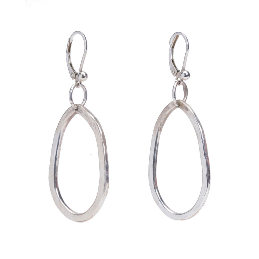 Luminosity Large Oval Hammered Silver Earrings