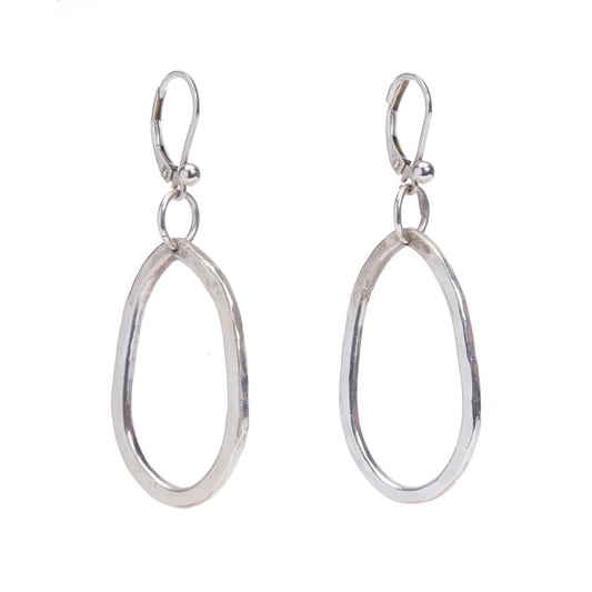 Luminosity Large Oval Hammered Silver Earrings