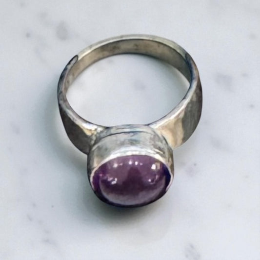 Amethyst Bezel Set Sterling Silver Band Ring
