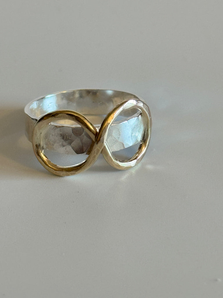Luminosity Infinity Gold-filled Hammered Silver Ring