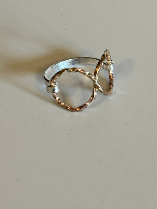 Twisted Infinity Gold-filled Hammered Silver Ring