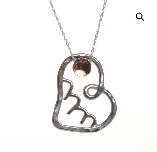 Love & Friendship Asheville Strong Mountain Silver Heart with Gold Sunset Necklace Small