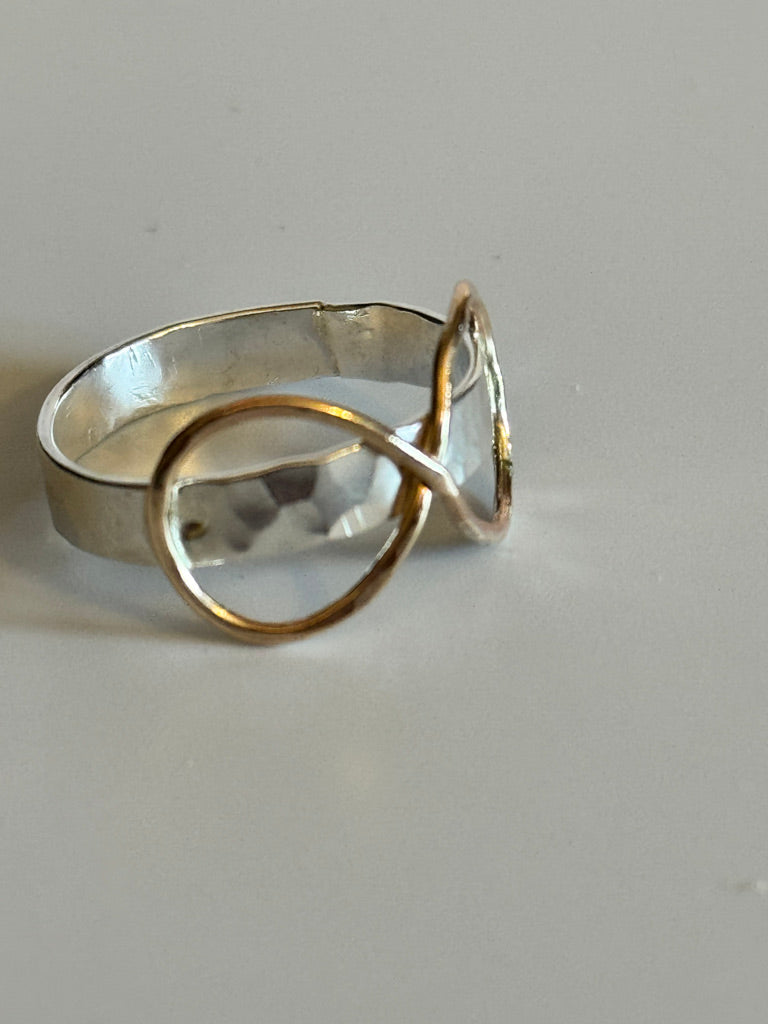 Luminosity Infinity Gold-filled Hammered Silver Ring