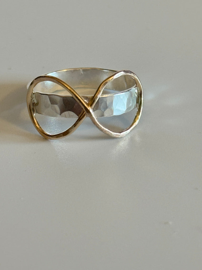 Luminosity Infinity Gold-filled Hammered Silver Ring