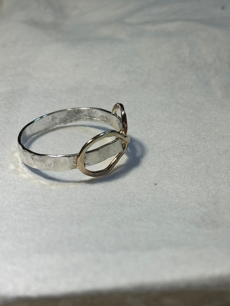 Luminosity Infinity Gold-filled Hammered Silver Ring