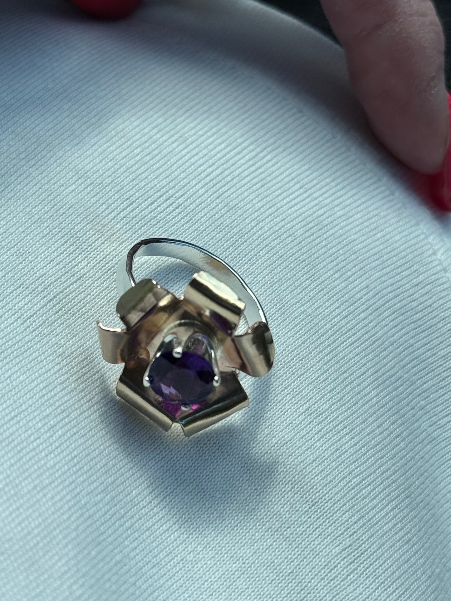 Brilliant Blossoms, Medium Amethyst, ￼Gold/Silver Ring