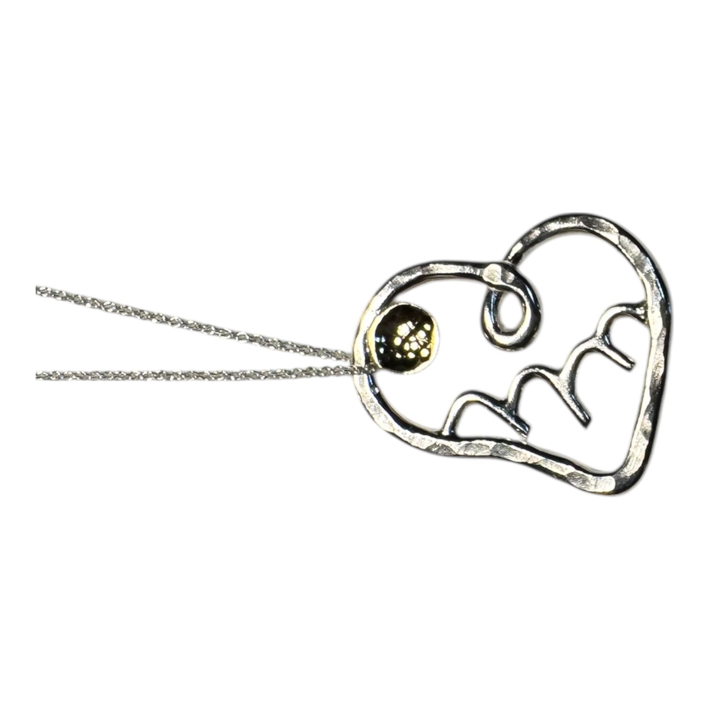 Love & Friendship Asheville Strong Mountain Silver Heart with Gold Sunset Necklace Small