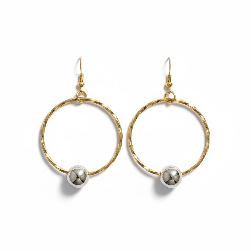 Gold-filled Twisted hoop with Sterling silver bead Earrings