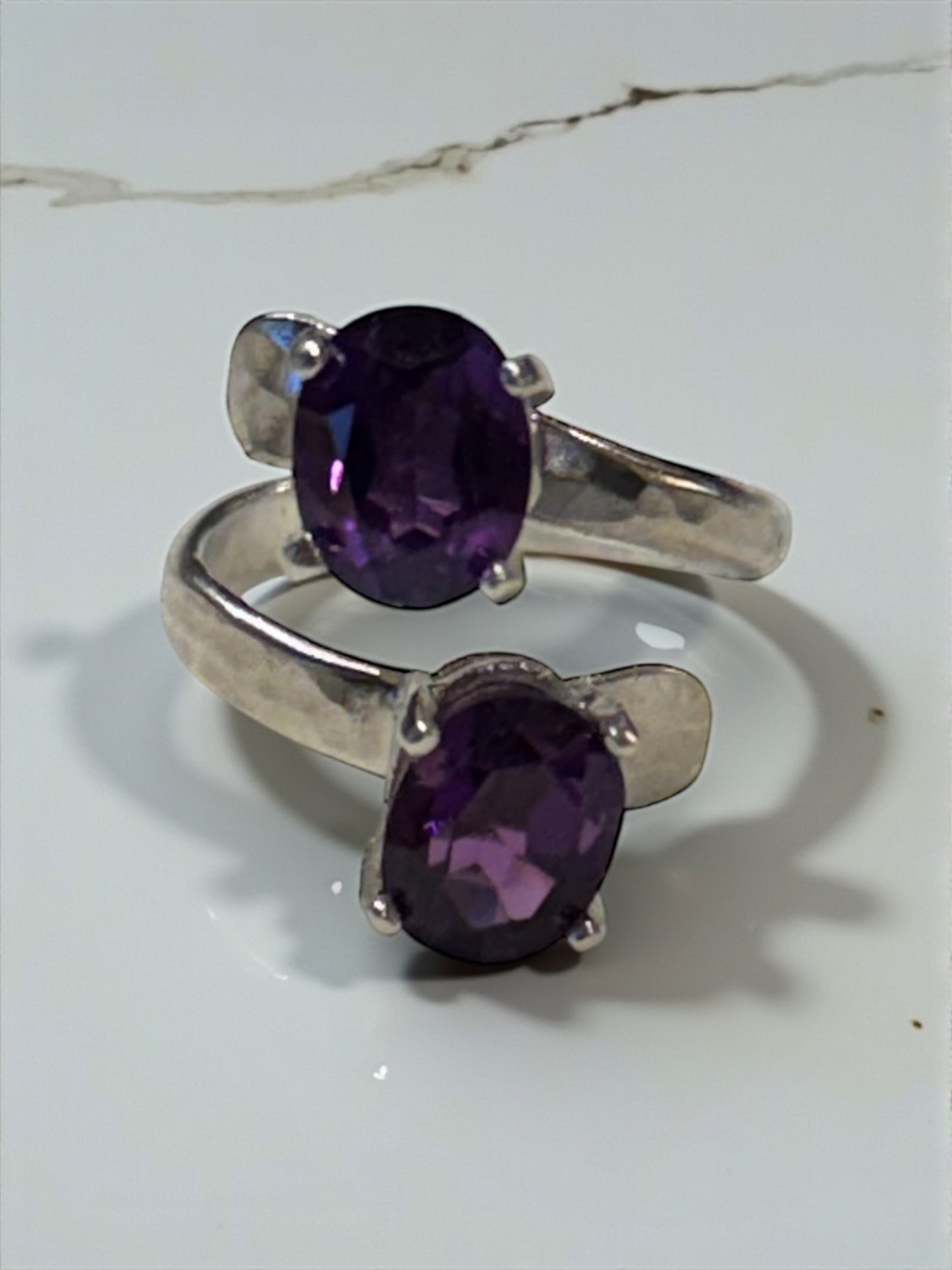 “The Mary” Adjustable Bypass Amethyst Ring ￼