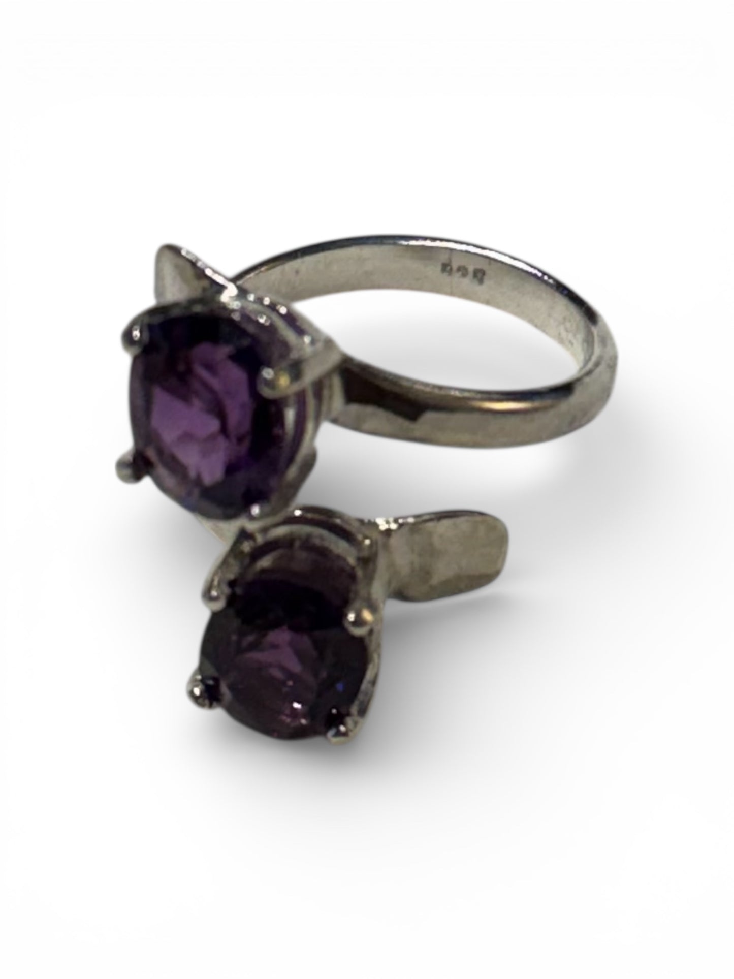 “The Mary” Adjustable Bypass Amethyst Ring ￼