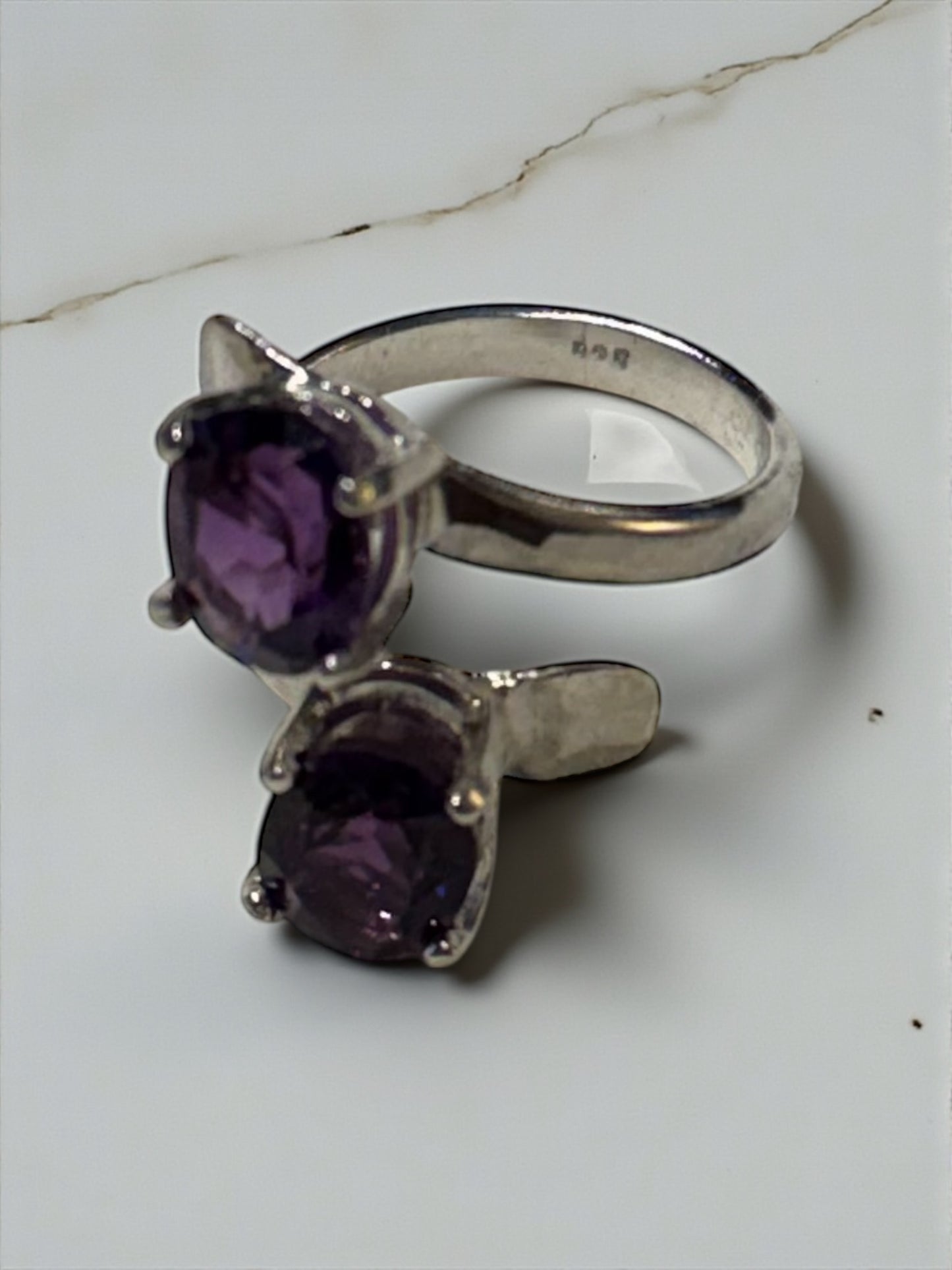 “The Mary” Adjustable Bypass Amethyst Ring ￼