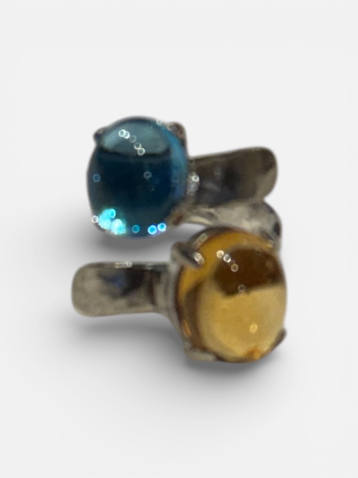 Adjustable Bypass Blue and Yellow Topaz Ring