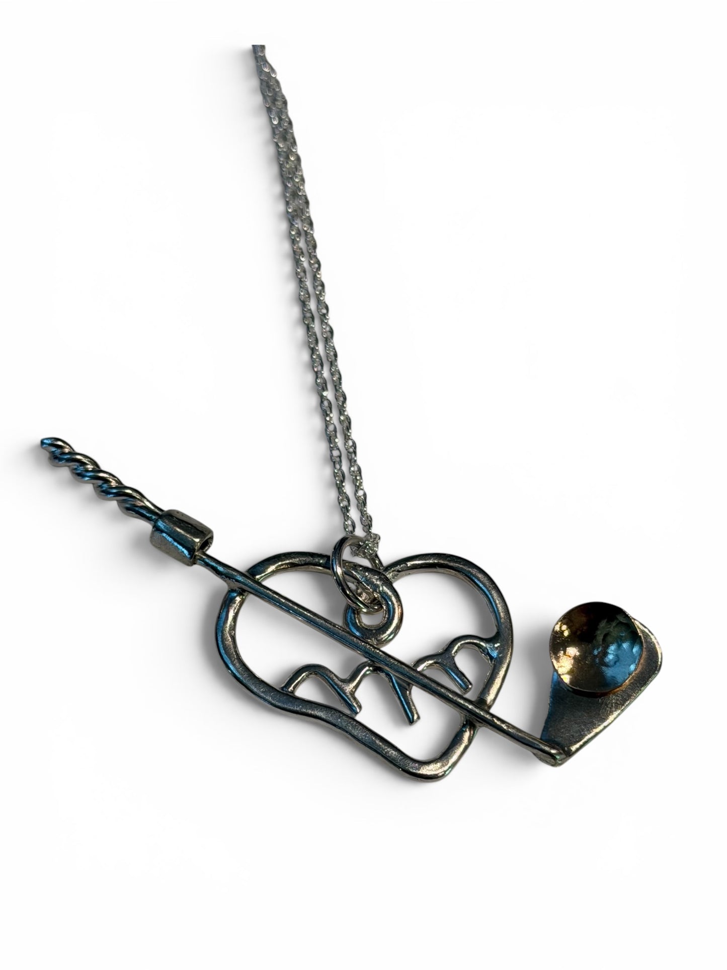 “The Golfer” Love & Friendship Mountain Sunset Heart Necklace 18”