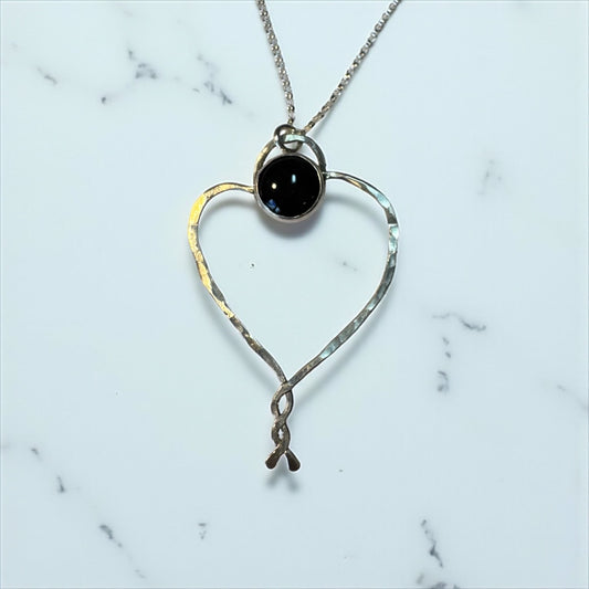 Onyx Center Heart Necklace