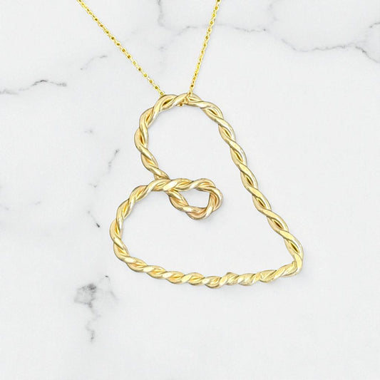 Love & Friendship Medium Twisted Gold-fill Heart Necklace
