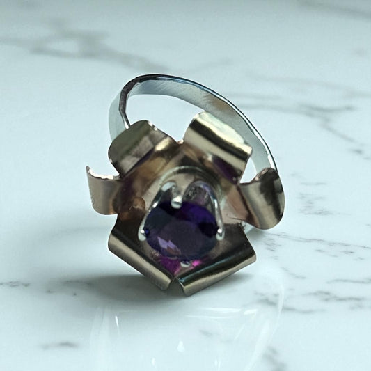 Brilliant Blossoms, Medium Amethyst, ￼Gold/Silver Ring