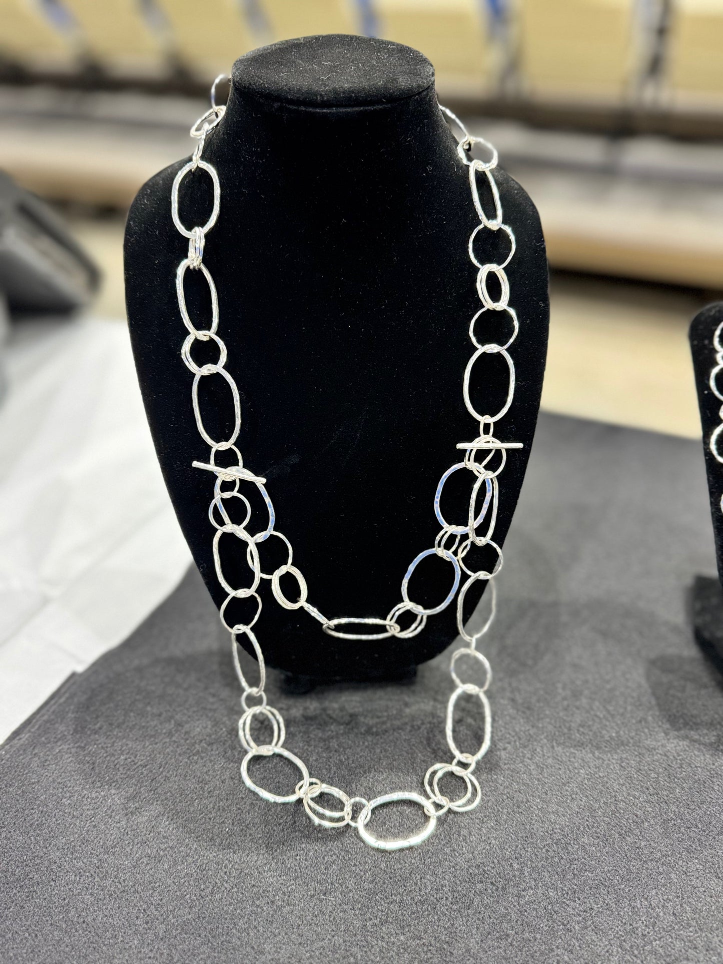 The Suzanne Hammered Hoop Long Necklace - Luminosity Signature Series