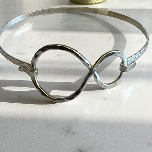 The Asymmetrical Infinity Hammered Silver Bracelet