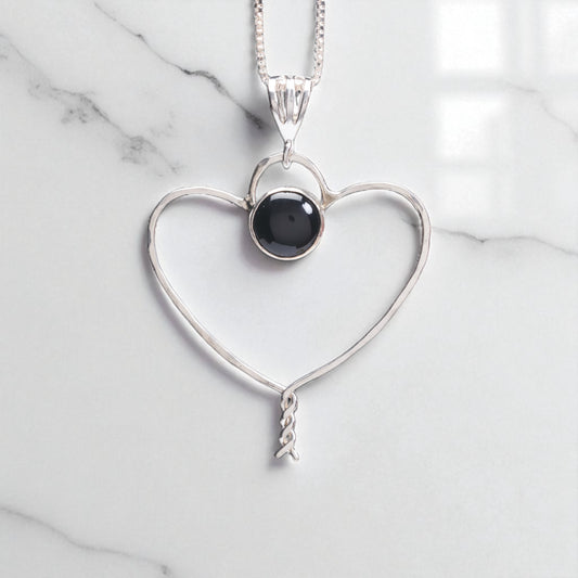 Onyx Center Heart Necklace