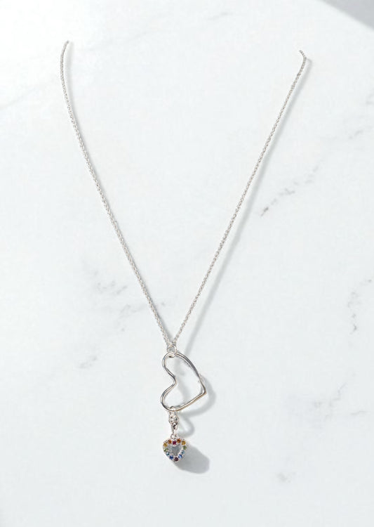 Friendship and Love Heart with Charm Necklace