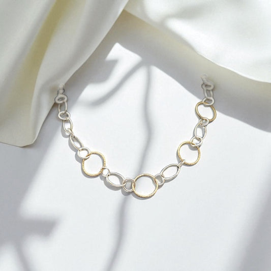 Mixed Silver and Diamond Cut Gold-filled Hoops Necklace