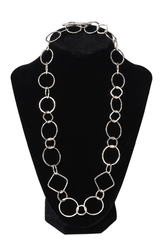 Geometric Hammered Silver Necklace