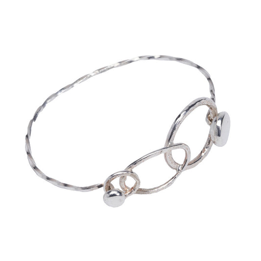 The Triple Circle Twisted Silver Bracelet