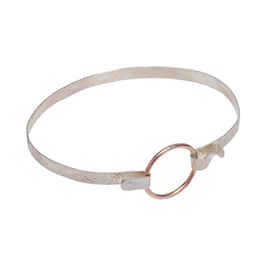 The Classic Eclipse Bracelet - Sterling Silver Imprinted Band with Gold-Fill Hoop